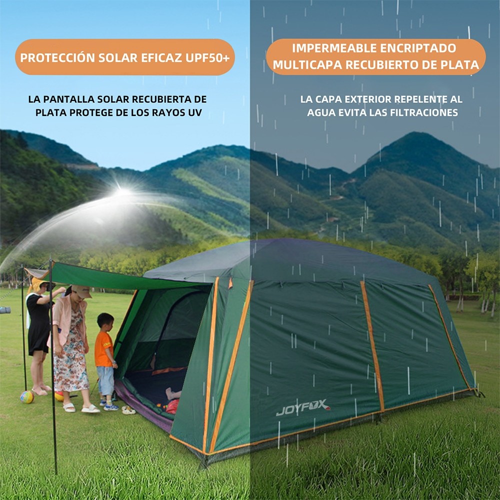 Barraca Camping Acampamento Luxe 12-16 Pessoas JOYFOX Tenda Familiar Grande Varanda 420x305x200cm — imagem 2 de 2