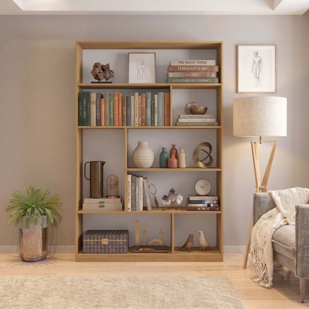 Estante de Livros 120 cm X 180 cm 5 Prateleiras Seattle Yescasa Marrom/Freijó Freijó