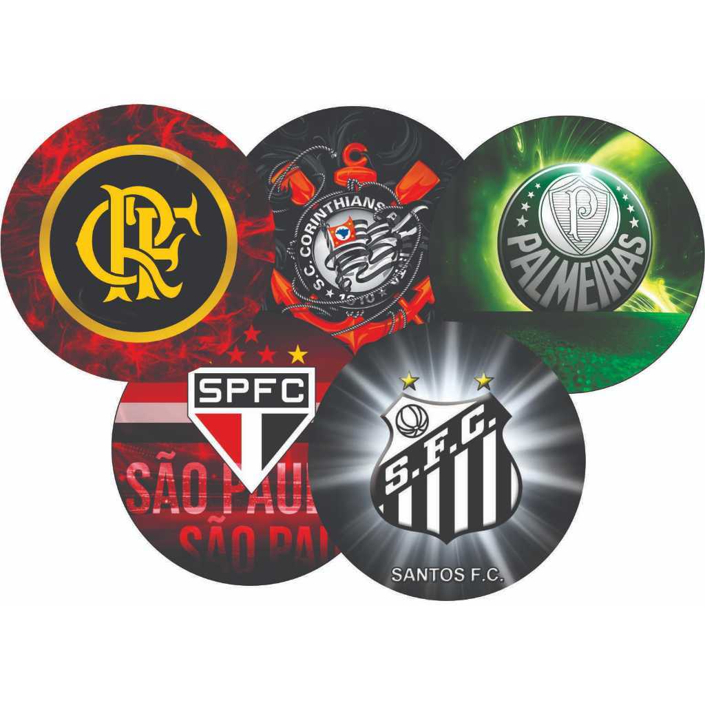 Painel Redondo Sublimado FUTEBOL TIMES 50X50CM Festa Infantil Aniversário Decoração Premium