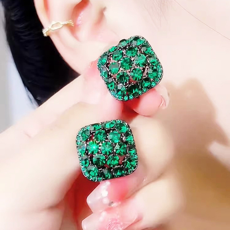 Brincos de diamante femininos luz luxo Retro High-End sentimento cheio de diamante brincos moda requintado brincos de ve
