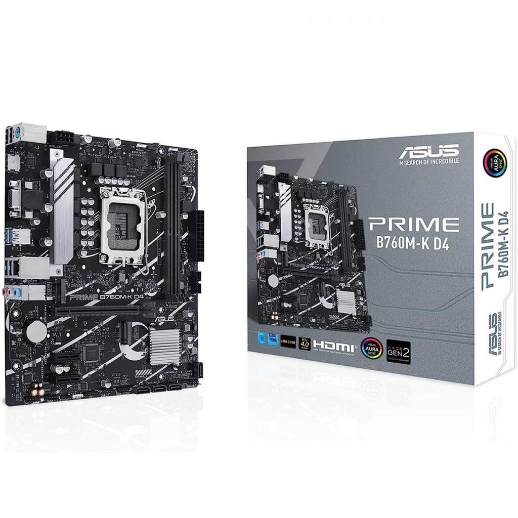Placa Mãe Asus PRIME B760M-K D4, Chipset B760, Intel LGA 1700, mATX, DDR4, 90MB1DS0-M1EAY0 (Terabyte Oficial)