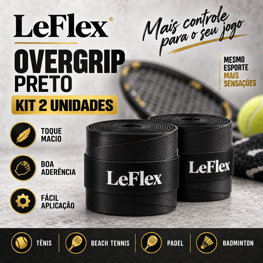 Kit 2x Overgrip Fita Premium Cabo Raquete Beach Tenis Tennis Padel Badminton Confort Grip Seco