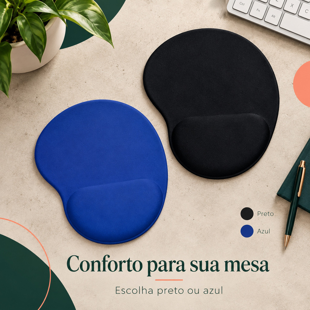 MousePad Grande Costurado Liso Antiderrapante lavavel Desk Pad Conforto, ergonomia e Produtividade