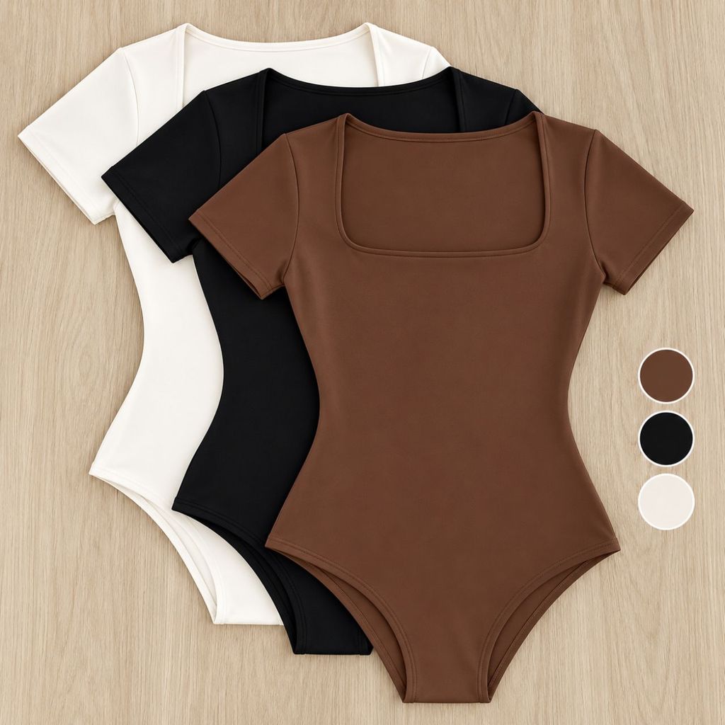 Body feminino decote quadrado suplex manguinha forro  collant  p m g moda blogueira tendencia verao