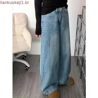 Americano High Street Jeans feminino 2026 primavera verão novo estilo solto perna larga calças de perna reta All-Match m