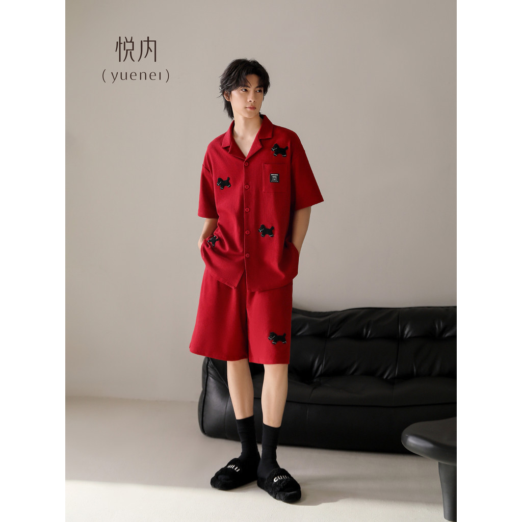 Pijamas masculinos internos verão verão verão puro algodão de manga curta Homewear masculino tamanho grande Casual verme