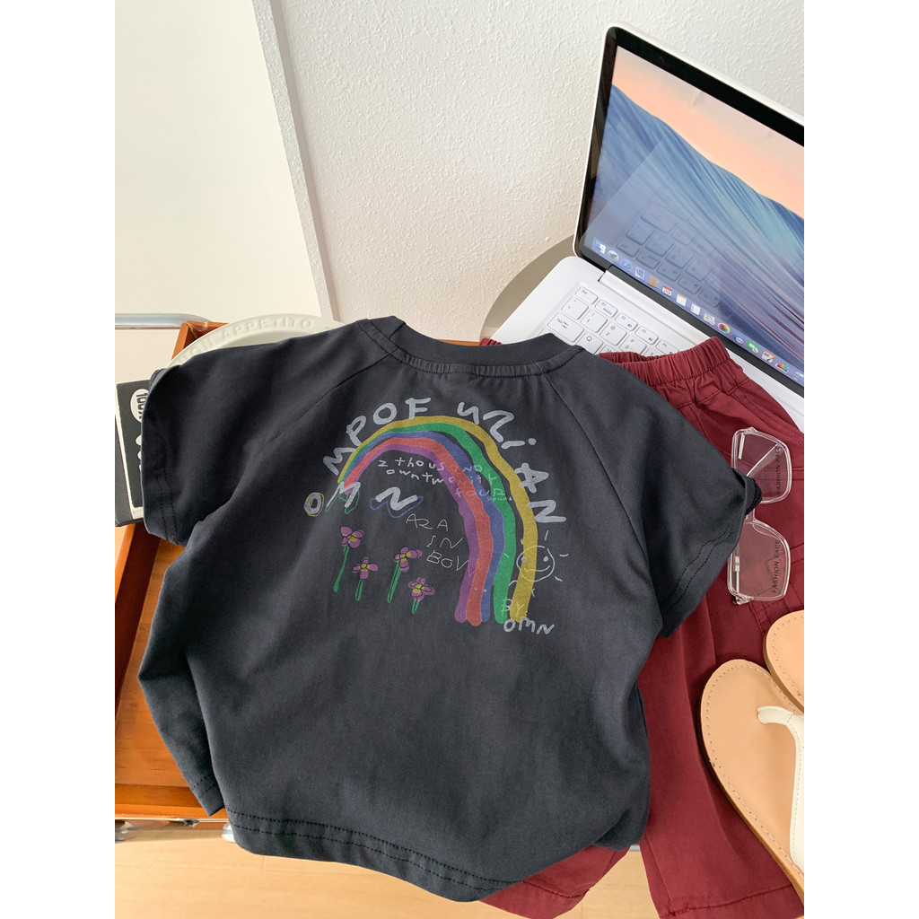 Meninos verão impresso camiseta de manga curta crianças 2026 novo estilo puro algodão camiseta em torno do pescoço solto