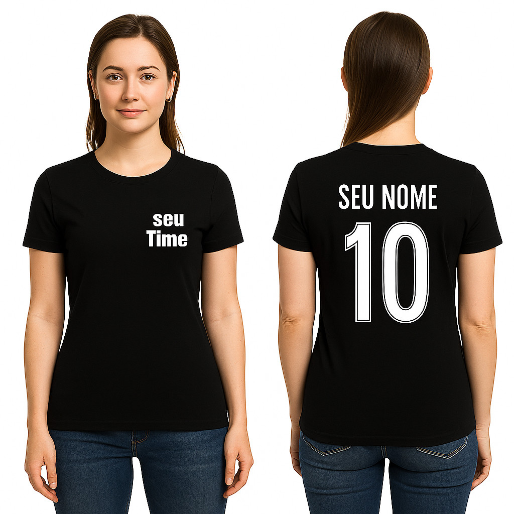 Camiseta Personalizada Adulto Camisa Unissex Nome Número Time Estampa Exclusiva Presente Futebol