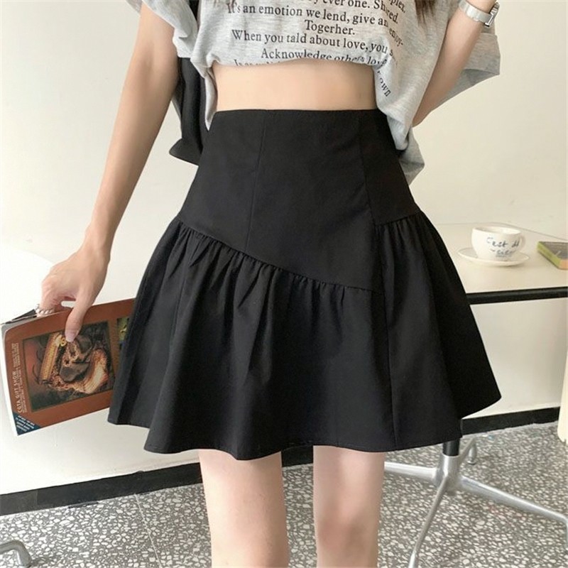 Cintura alta babados saia feminina verão 2026 na moda a linha saia Design nicho solto mais magro olhar saia curta