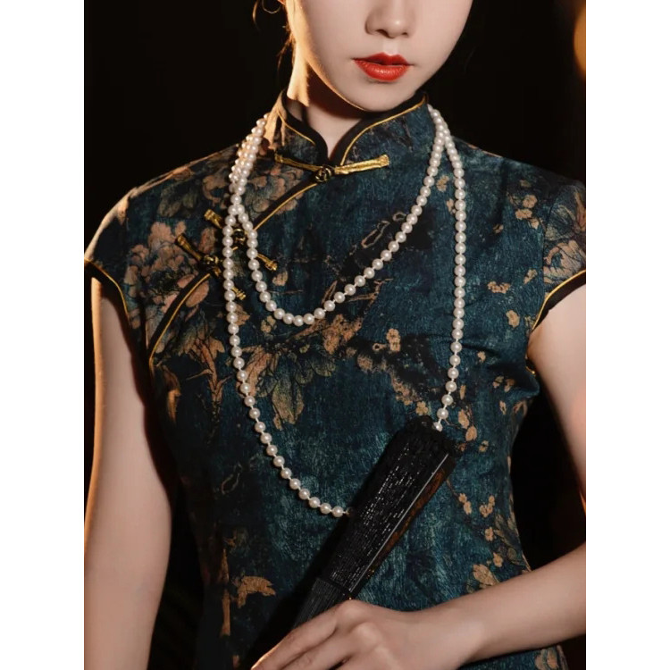 Combinando Cheongsam pérola colar estilo mãe jóias dupla camada colar clavícula corrente de comprimento médio camisola c