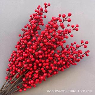 Simulação Fruta Vermelha Fortuna Fruta Véspera de Ano Novo Flor Simulação Flor Polpa Vermelha Holly Fruta Ano Novo Arran