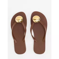 Chinelo Petite Jolie Fresh Chocolate/Ouro PJ7637