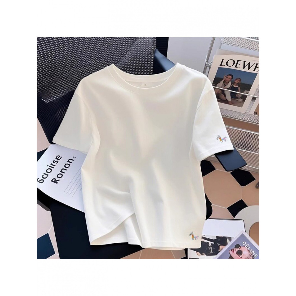 Crianças versão coreana puro algodão branco de manga curta camiseta 2026 verão novo estilo meninos meninas na moda simpl
