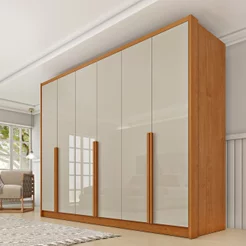 Guarda Roupa Casal 100% MDF 6 Portas 6 Gavetas Sol 243cm Yescasa Bege/Cinamomo/Off White Cinamomo/Off White