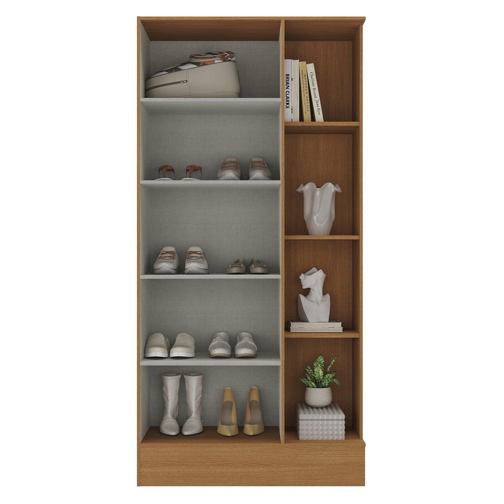 Sapateira para Quarto 1 Porta 7 Prateleiras Espresso Móveis Bege/Cinamomo/Chumbo Cinamomo/Chumbo · foto 2