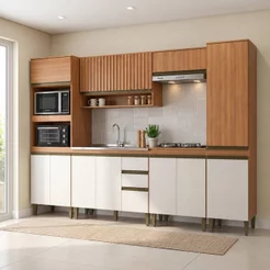 Cozinha Compacta Modulada 6 Peças sem Tampo Cecília Freijó Off White Ripada