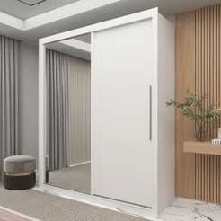 Guarda-Roupa Solteiro 2 Portas 1 Porta Espelhada Royale 100% MDF Branco Não