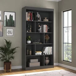 Estante de Livros 93CMX181CM 4 Prateleiras Home Office Espresso Móveis Grafite Grafite