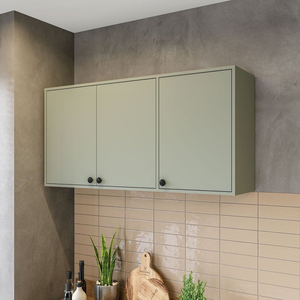 Armário Aéreo de Cozinha Modular 3 Portas Verde Rubi 120cm Yescasa Oliva Verde