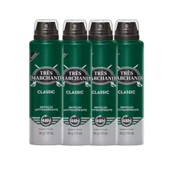 Kit Desodorante Aerosol Très Marchand Classic 150ml - 4 Unidades