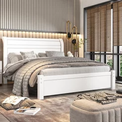 Cama Casal em MDF Madri Espresso Móveis Branco Branco