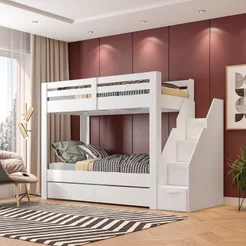 Beliche Solteiro Adulto com 2 Gavetões e 4 Nichos Star Plus Casatema MadeiraOriginals Branco Branco