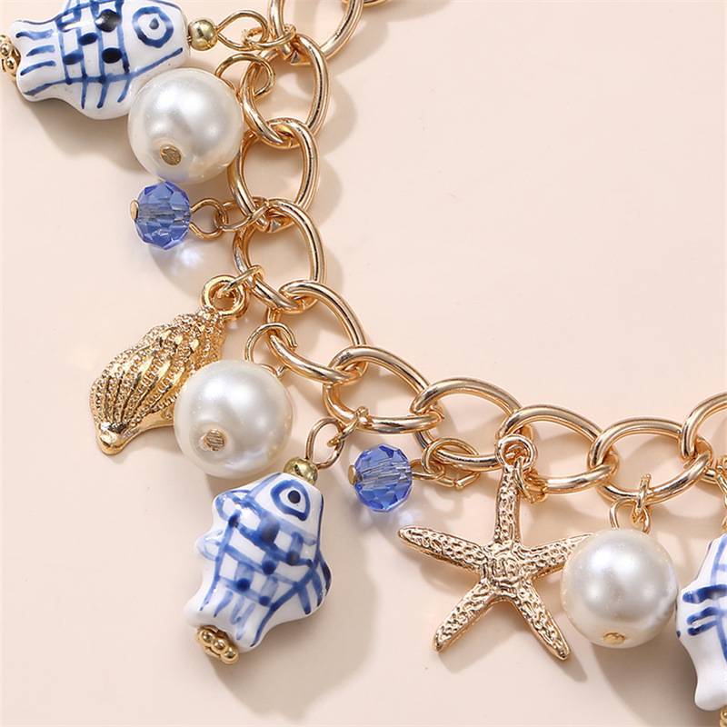 BZ2115 Cross-Border europeu americano oceano série mar marisco estrela do mar pulseira feminina elegante estilo férias p