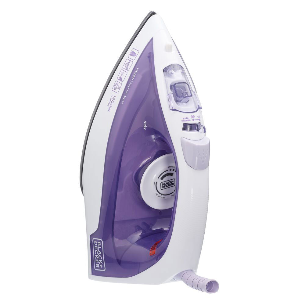 Ferro de Passar a Vapor Spray 1200W Black & Decker FX1050 com Base Antiaderente Roxo e Branco 127V · foto 2
