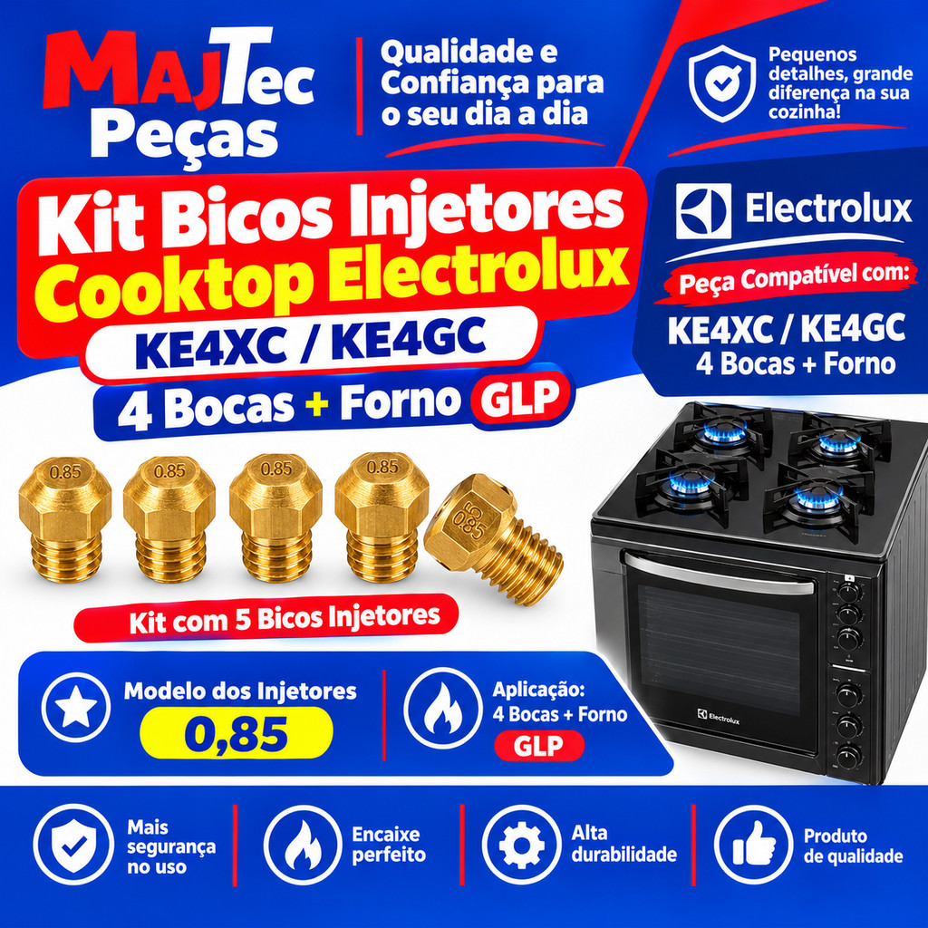 Kit Bicos Injetores Cooktop Electrolux KE4XC / KE4GC 4 Bocas GLP