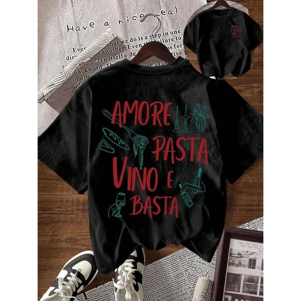 [Camiseta Premium Algodão]LA Camiseta Feminina de 100% Algodão Estampada, Estilo Italiano Casual, Respirável, Caimento