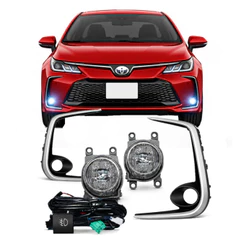 KIT FAROL DE MILHA COROLLA 2020 2021 2022 2023 2024 2025 2026 MOLDURA CROMADA BOTAO ORIGINAL