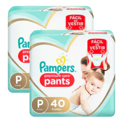 Kit 2 Fralda Infantil Pampers Premium Care Pants Tamanho P com 40 Unidades