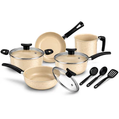 Kit Jogo De Panelas Brasilia 8 Peças Antiaderente Teflon