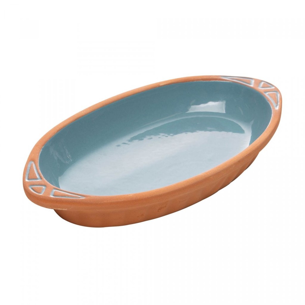 Travessa Refratário Oval com Alça Maia 33x18cm Azul Turquesa Cerâmica - Wolff