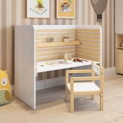 Conjunto Infantil com Escrivaninha e Cadeira Evolutiva Wave Casatema MadeiraOriginals Branco/Marrom