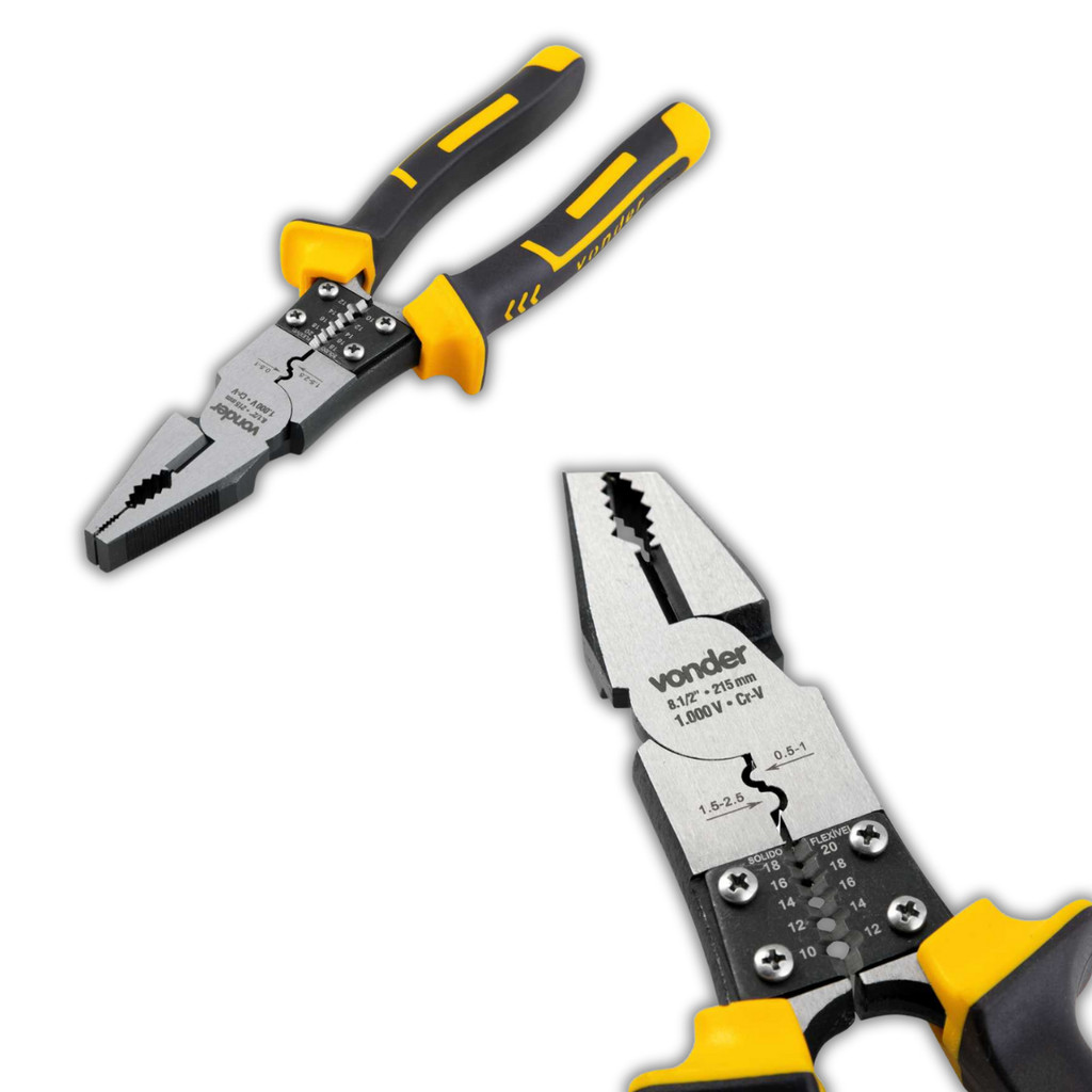 Alicate Universal 8.1/2" Multifunção P/ Eletricista Vonder