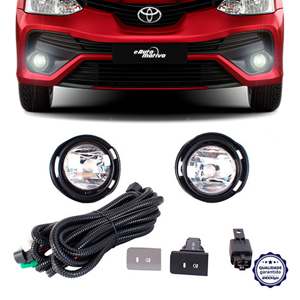 Farol de Milha Toyota Etios 2012 a 2019 Shocklight Auxiliar Neblina Botão Original Kit em Oferta na Shopee