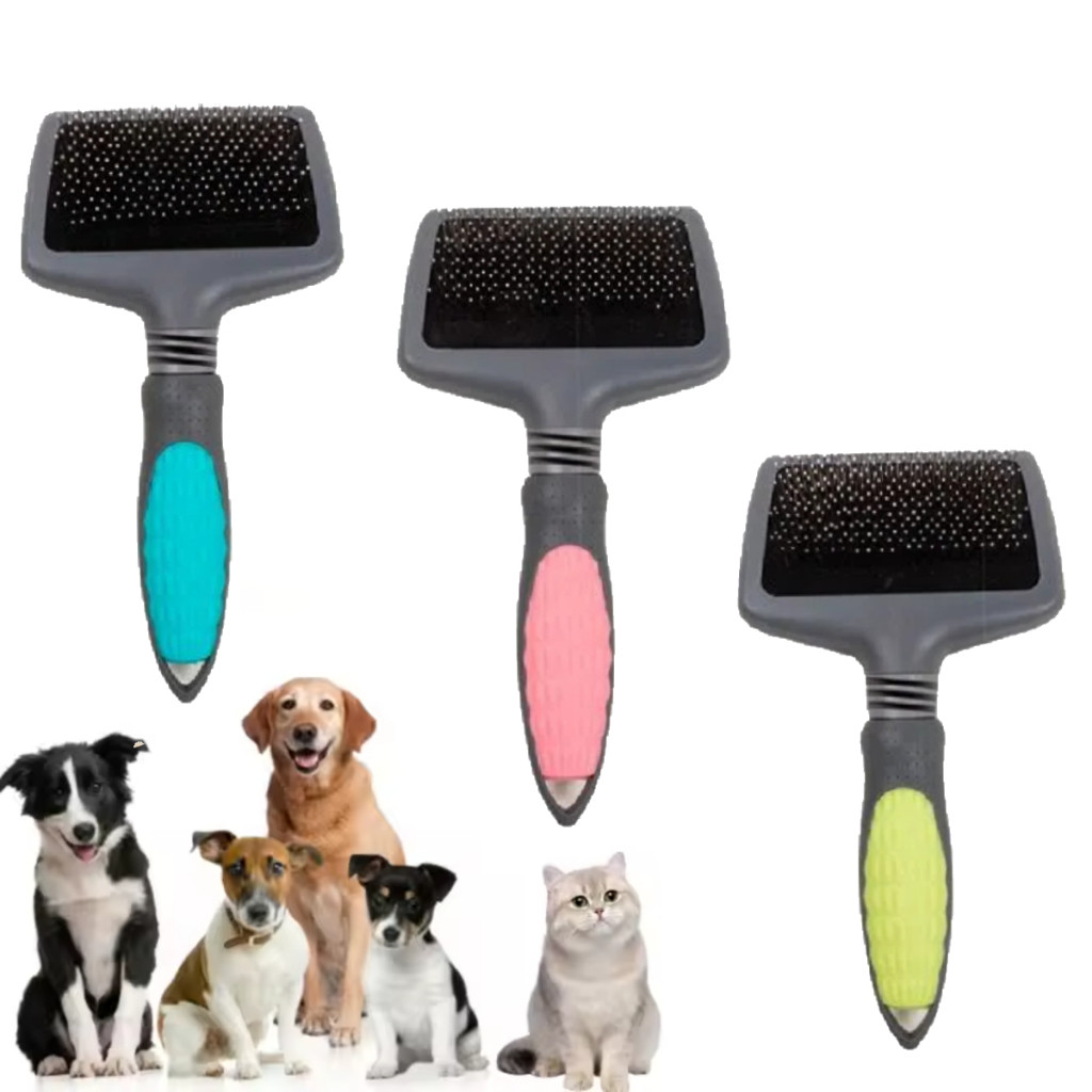 Escova Rasqueadeira Curva para Pet Para Cães e Gatos Cerdas Metálicas Ideal para a Escovação Diária. em Oferta na Shopee