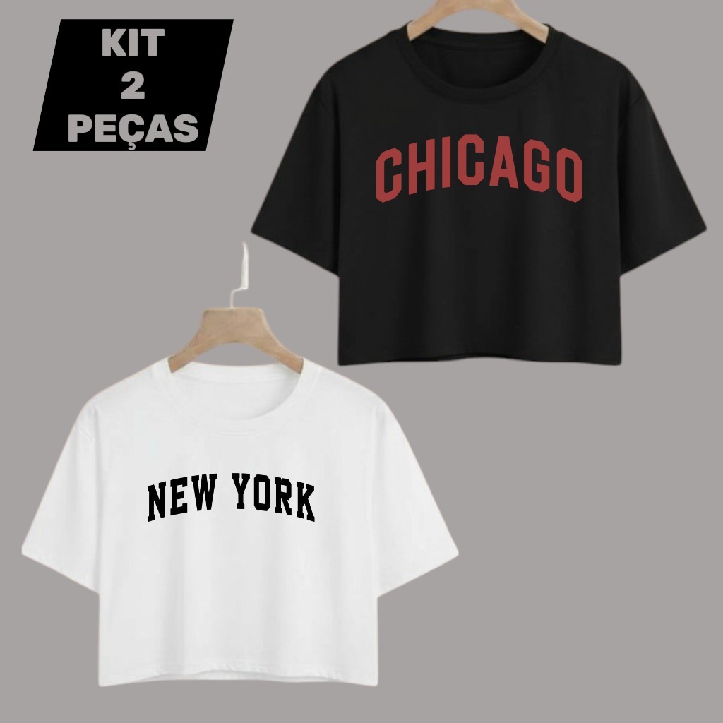 Kit 2 Blusas Cropped T-shirt Feminina Algodão Premium Estampa Durável Costura Reforçada treino em Oferta na Shopee
