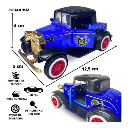 Detalhes do Carrinho Miniatura Antigo Calhambeque Clássicos Abre Porta