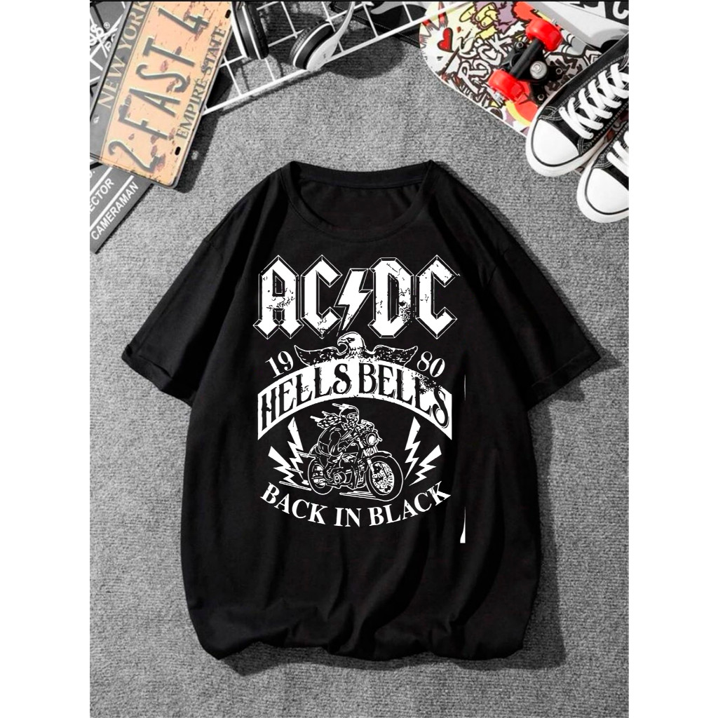Camiseta Banda De Rock AC-DC Moto Unissex Exclusiva Premium - Envio Imediato - Galaxy Shoppp em Oferta na Shopee