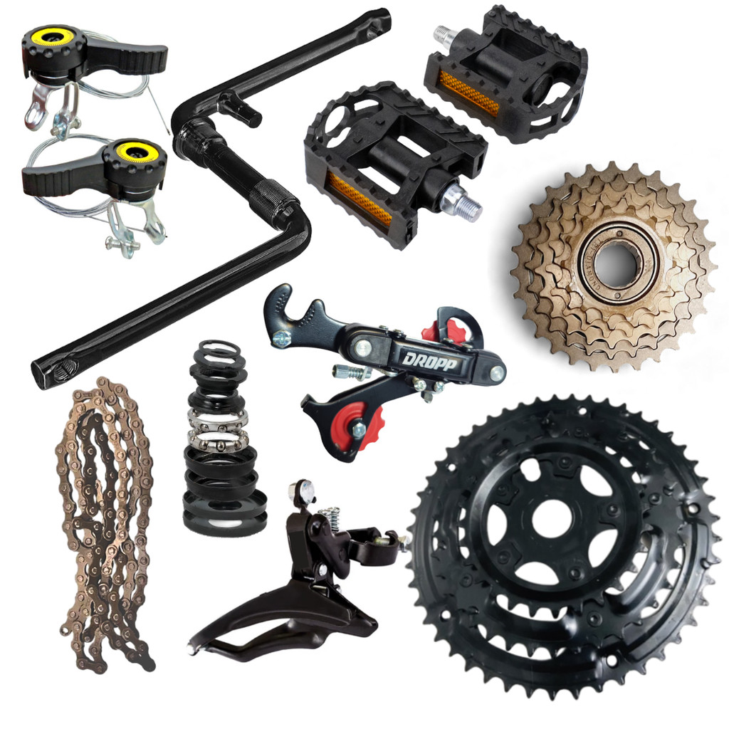 Kit Relação Bicicleta com Marcha 18 Velocidades Coroa Catraca Corrente Bike