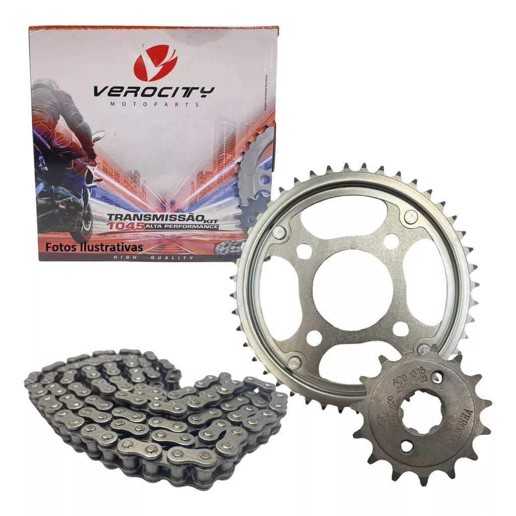 KIT TRANSMISSÃO RELAÇÃO VEROCITY CBX 250 TWISTER 2001-08 S/ RETENTOR