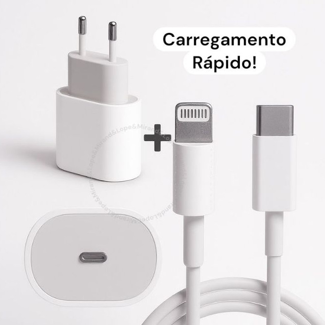Kit Carregador Turbo De iPhone Fonte com Cabo Carregamento Rápido 35W