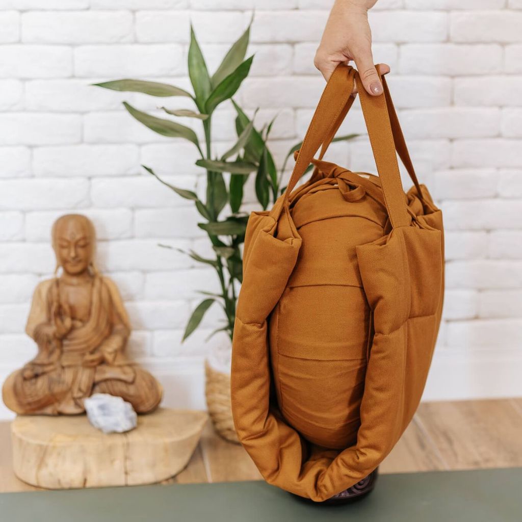 Imagem Kit Meditação Yoga Almofada Zafu Zabuton Caramelo Conforto