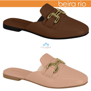 Mule Feminino Beira Rio Bico Quadrado Trabalho Chique Conforto Fivela Dourada em Oferta na Shopee