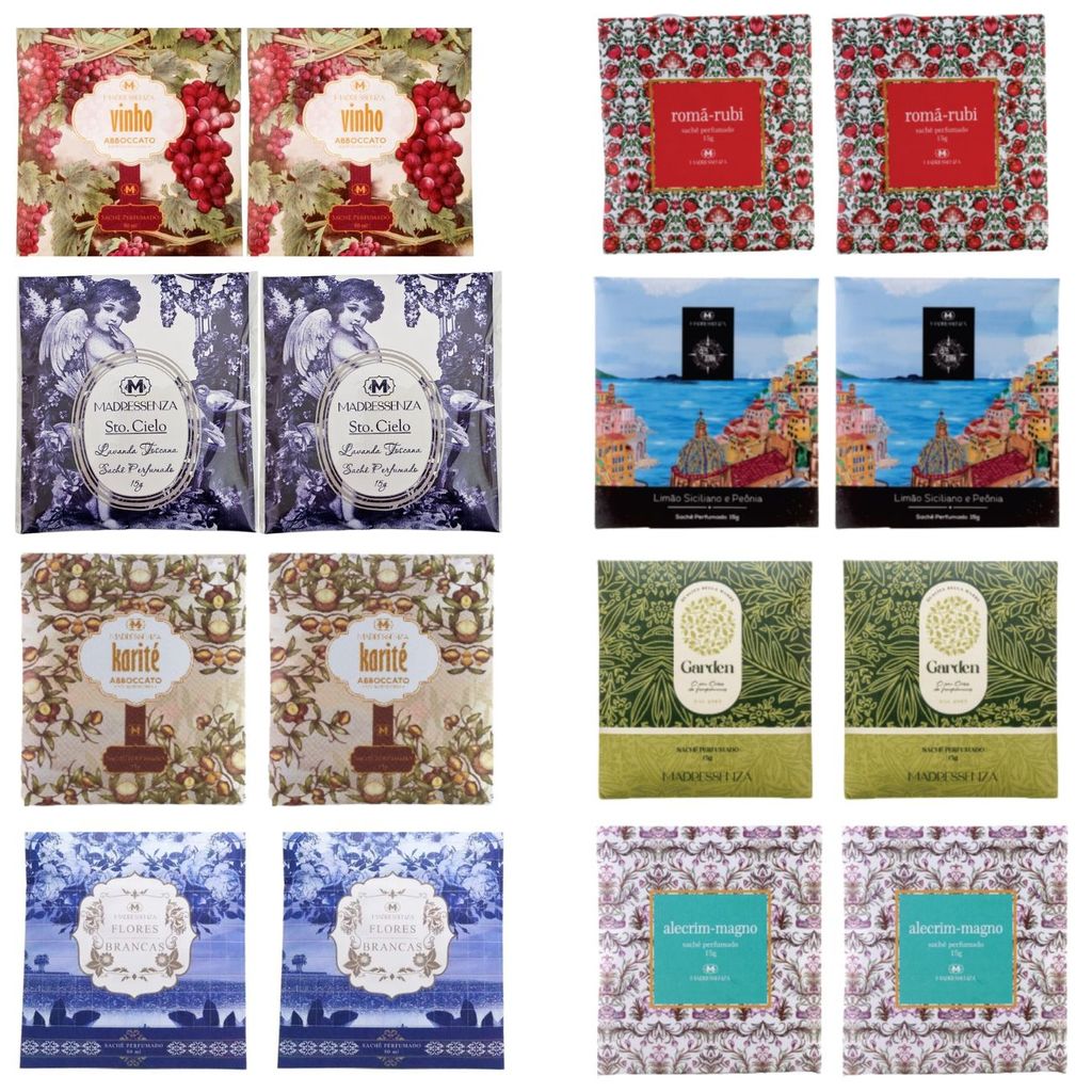 02 un. - Sachê Perfumado Guarda Roupa Madressenza Flores Brancas Karite -  Alecrim - Vinho-  Garden em Oferta na Shopee