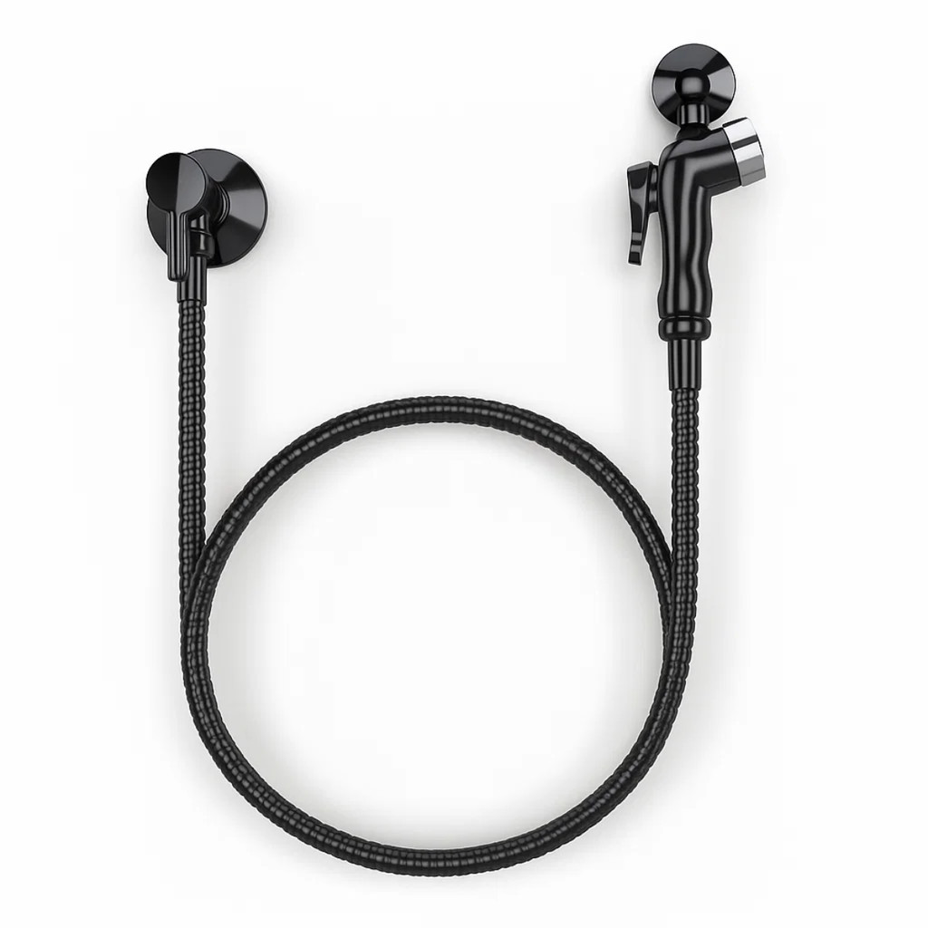 Ducha Higiênica Pop Black Preta Crivo Cromado Flex Blukit