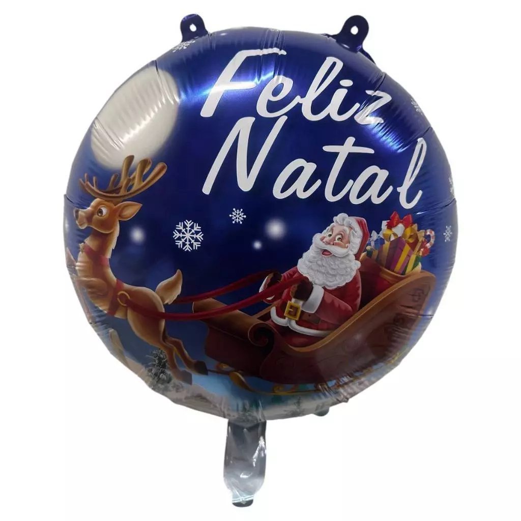 Kit Balão Metalizado Feliz Natal Papai Noel 45cm C90499 Festas Decoração