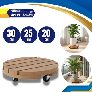 Suporte Para Botijão De Gás Vaso De Planta Com Rodinha Redondo Até 80kg De Madeira 20cm 25cm 30cm em Oferta na Shopee